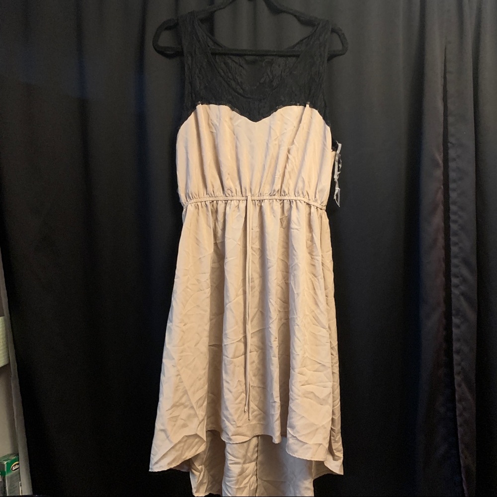 Love Delirious tan dress w/ black lace top 3X new